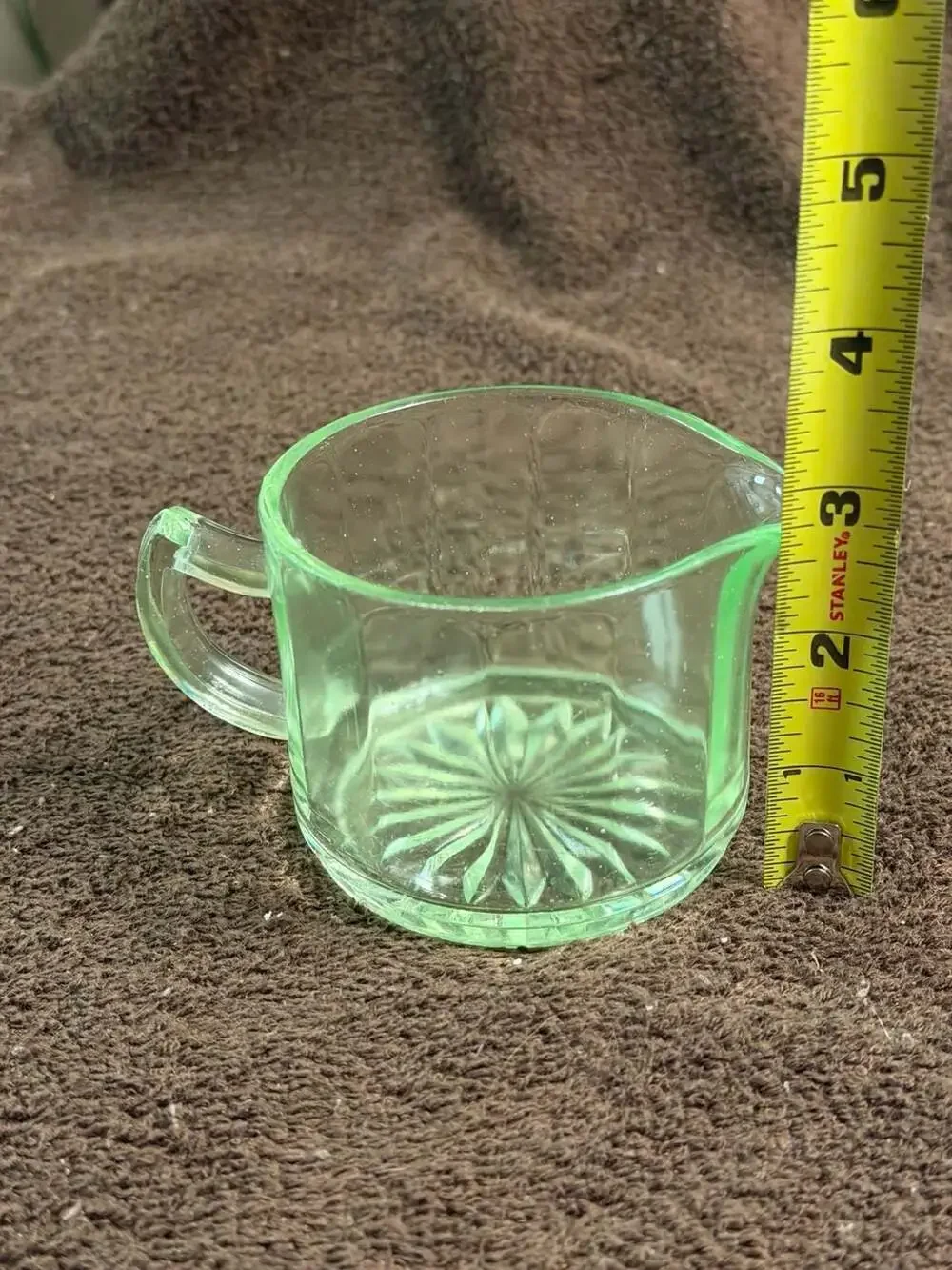 Vintage Uranium Depression Glass Creamer and Juicer Set